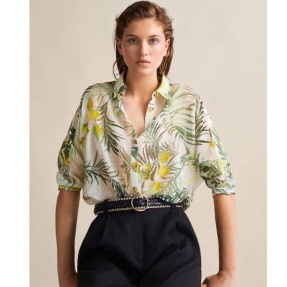 Massimo Dutti Tops - Massimo Dutti Floral Print Cotton And Silk Shirt